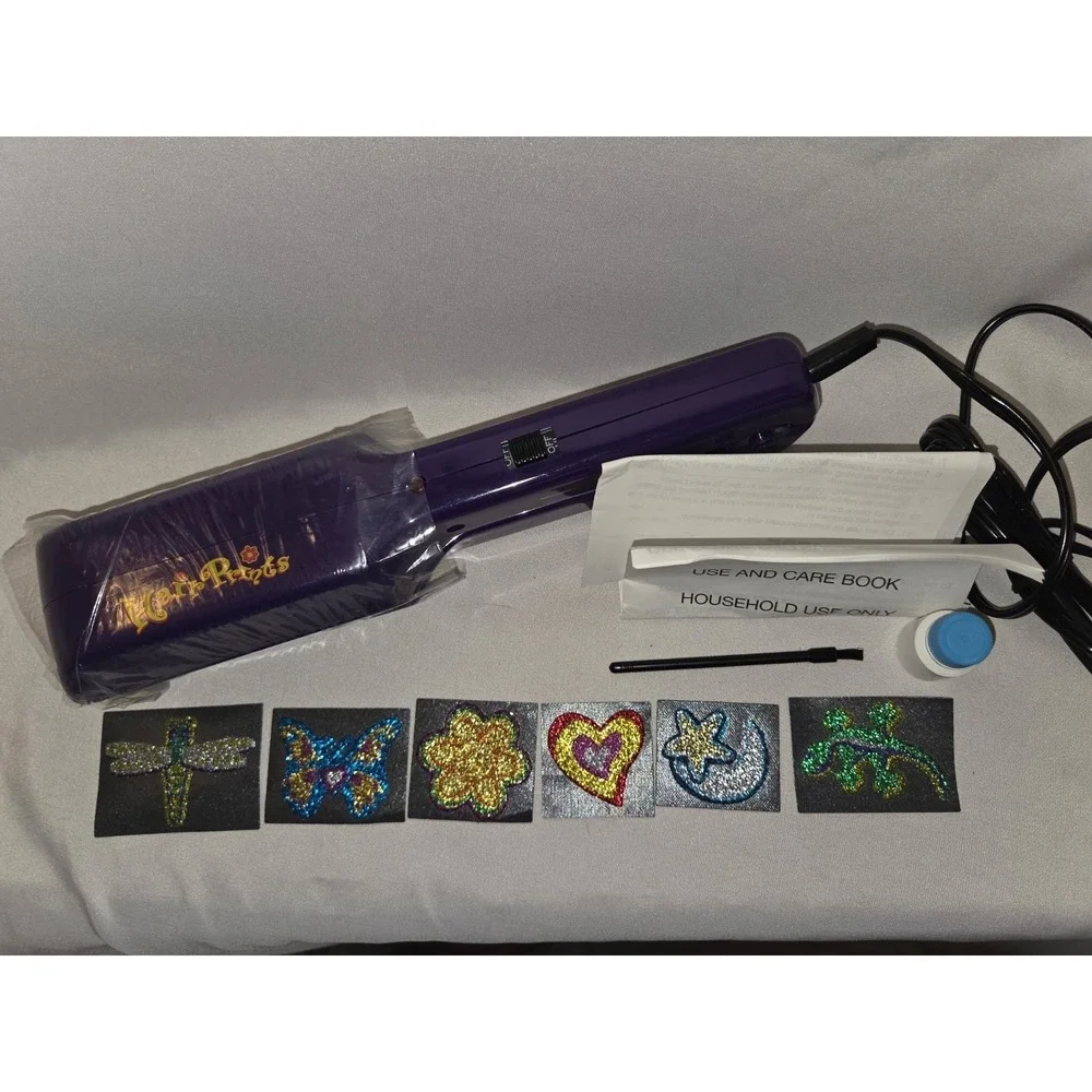 Hair Prints Purple Flat Iron Hair Straightener Kit w/ Book & Glitter Stencils